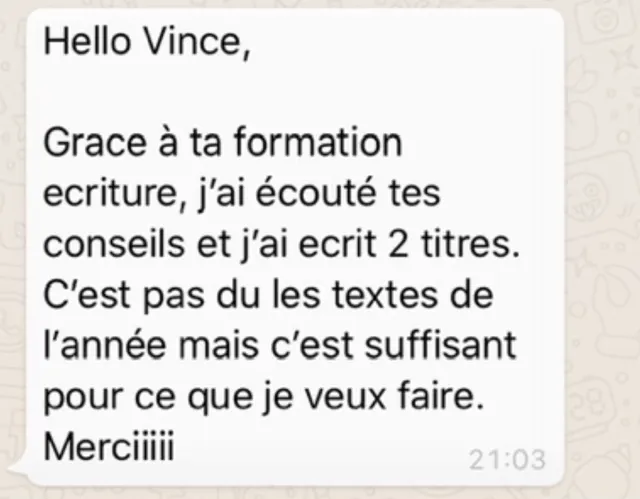 Témoignage d’un musicien qui a écrit deux titres après une formation d’écriture